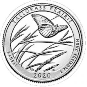 Verenigde Staten Quarter 2020 “Kansas Reservaat Tallgrass Prairie”Letter S