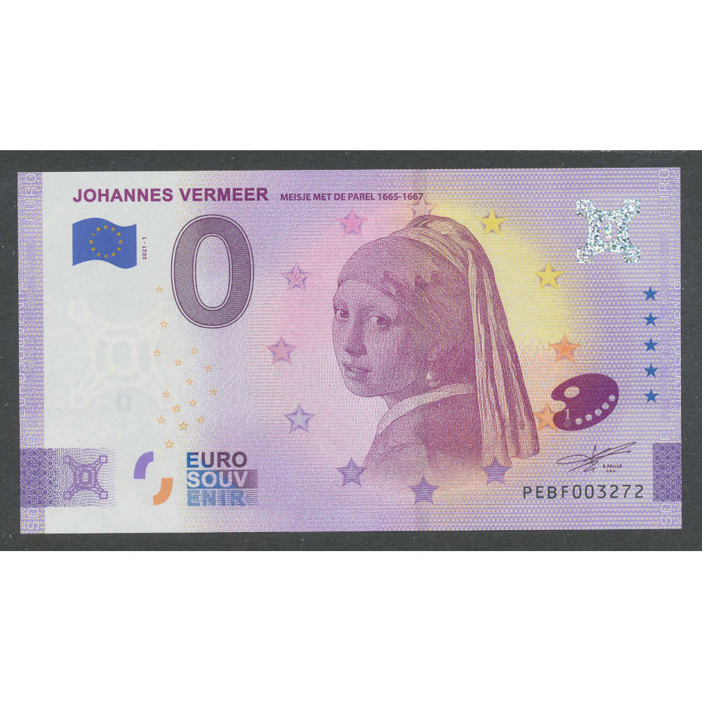 Nederland 0 Eurobiljet 2021"Kunstschilder Johannes Vermeer"