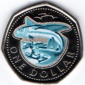 Barbados 1 Dollar 2020 “Vliegende Vissen"Gekleurd