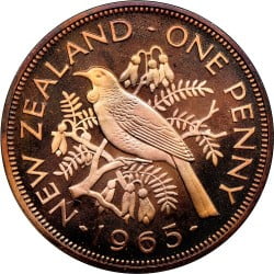 Nieuw Zeeland 1 Penny 1965 “Vogel en Planten"