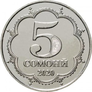 Tadzjikistan 5 Somoni "Nieuwe Circulatie munten”