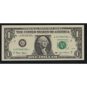 Amerika 1 Dollarbiljet 2003 “President Washington met * letter G"