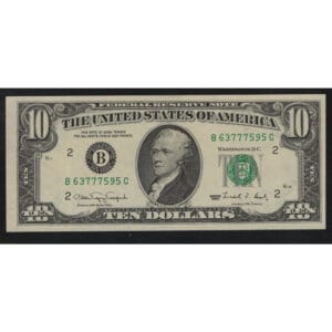 Amerika 10 Dollarbiljet 1990 “President Hamilton”Letter B