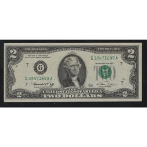 Amerika 2 Dollarbiljet 1976 “President Jefferson"Letter G