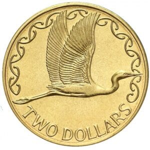 Nieuw Zeeland 2 Dollars 1990 “Vogel de Reiger"