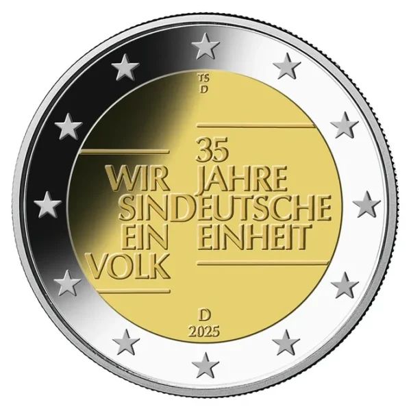 Duitsland 2 Euromunt 2025 “Duitse Eenwording”Letter D
