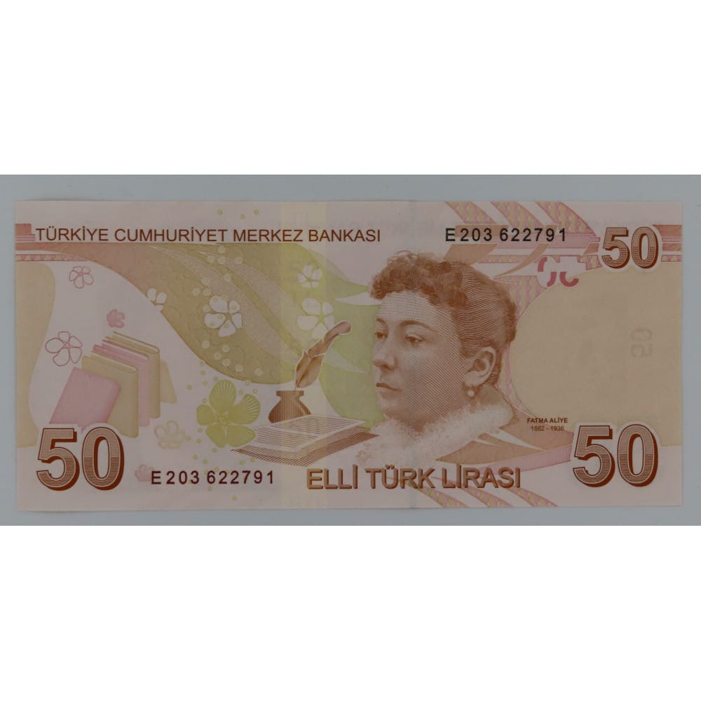 Turkije 50 Lira 2022 “Turkse Romanschrijver Fatma Aliye Topuz"