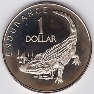 Guyana 1 Dollar 1979 “Afgebeeld een Krokodil"Proof