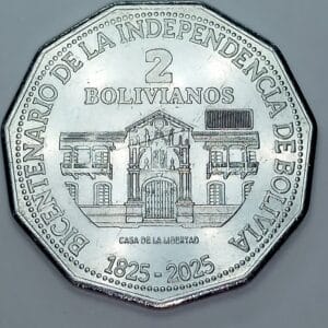 Bolivia 2 Bolivianos 2025 “Onafhankelijkheid van Bolivia"