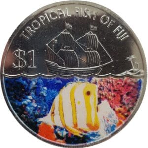 Fiji-Eilanden1 Dollar 2009 “Copperband Vlindervis"Kleur
